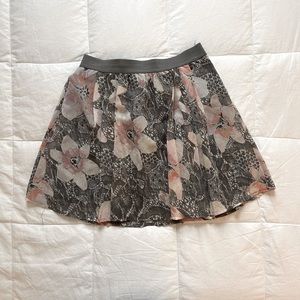 Grey Floral Flowy Skirt